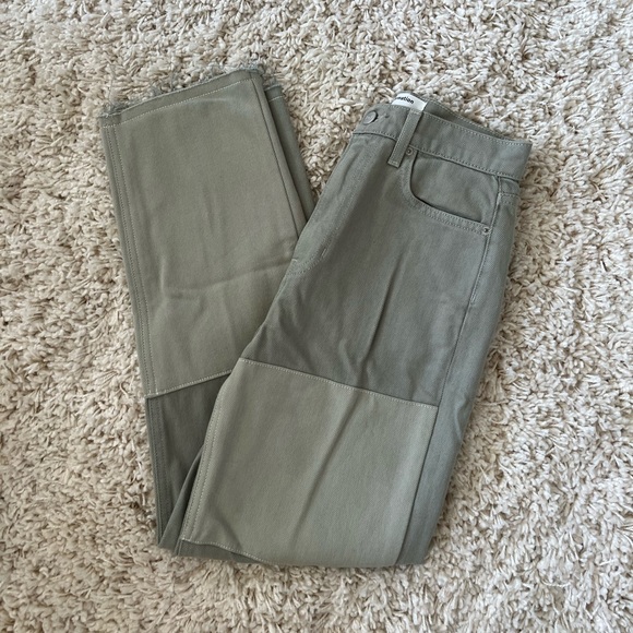 Reformation Ryan Tonal Patch High Rise Straight Jeans - Limon - Picture 1 of 6